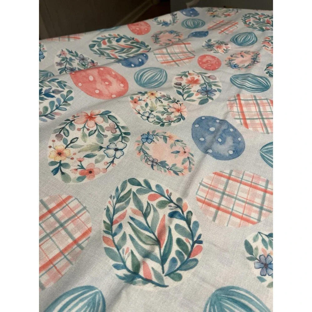 Cynthia Rowley Easter Egg Floral Tablecloth 60x102” EUC